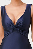 La Scala Center Front Knot Tricot V-Neck Bodycon Dress - Rosa Apparel