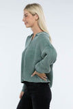 Zenana Washed Collared Henley Hip Length Sweater - Rosa Apparel