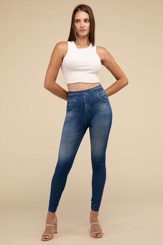 Lilou High-Rise Waist Stretchy Fit Denim Leggings - Rosa Apparel