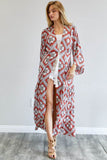 Davi & Dani Printed Long Sleeve Loose Kimono - Rosa Apparel
