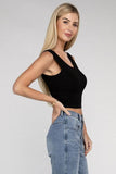 Zenana Casual Ribbed Scoop Neck Cropped Sleeveless Top - Rosa Apparel