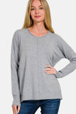 Zenana Front Seam Round Neck Sweater - Rosa Apparel
