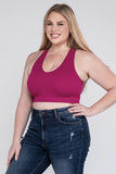 Zenana Plus Ribbed Cropped Racerback V-Neck Tank Top - Rosa Apparel