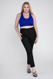 Zenana Plus Ribbed Cropped Racerback V-Neck Tank Top - Rosa Apparel