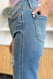 Judy Blue Full Size Distressed Casual Denim Raw Hem Bootcut Jeans Style #: 82542 - Rosa Apparel