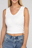 Zenana Casual Ribbed Scoop Neck Cropped Sleeveless Top - Rosa Apparel