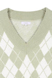 Lilou Knitted Argyle V-Neck Sleeveless Stretch Sweater Vest - Rosa Apparel
