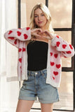 ADORA Fuzzy Heart Button Down Cardigan - Rosa Apparel
