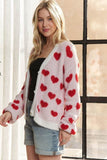 ADORA Fuzzy Heart Button Down Cardigan - Rosa Apparel