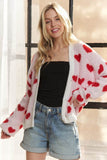 ADORA Fuzzy Heart Button Down Cardigan - Rosa Apparel