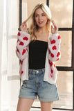 ADORA Fuzzy Heart Button Down Cardigan - Rosa Apparel