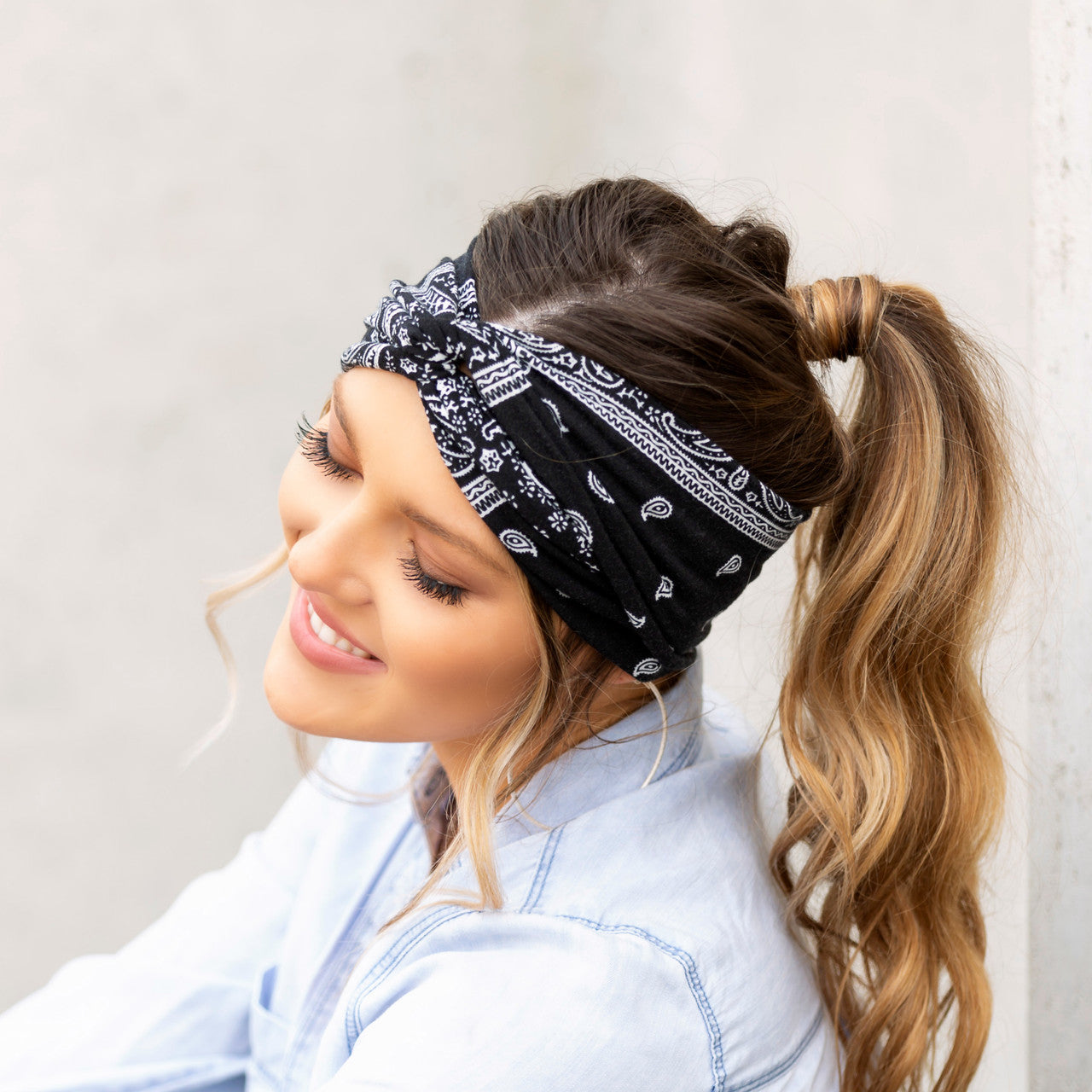 Aili's Bandana Twist Jersey Knit Headwrap – Soft Turban Style Hair Wrap Headband