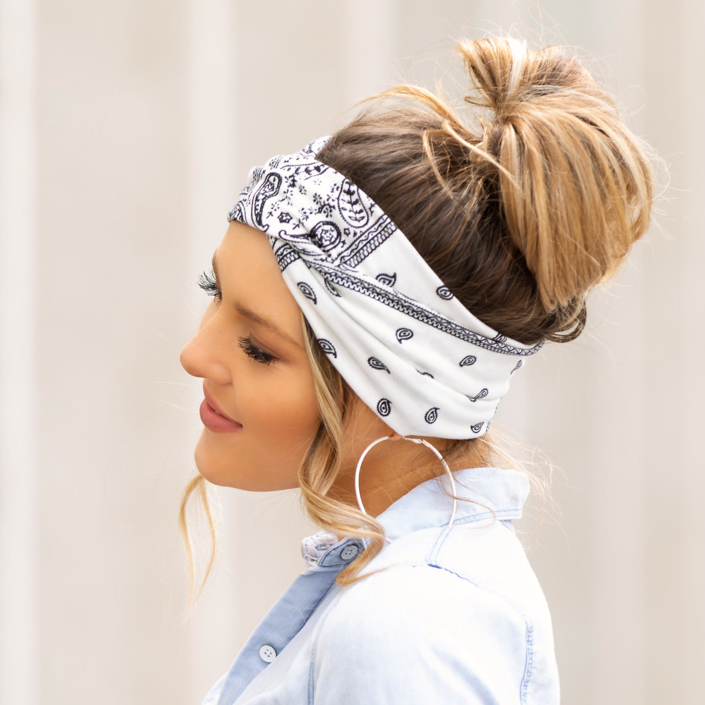 Aili's Bandana Twist Jersey Knit Headwrap – Soft Turban Style Hair Wrap Headband
