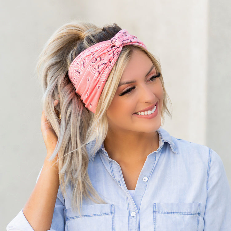 Aili's Bandana Twist Jersey Knit Headwrap – Soft Turban Style Hair Wrap Headband