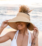 Aili’s Corner Foldable Wide Brim Straw Bow Visor Hat