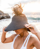 Aili’s Corner Foldable Wide Brim Straw Bow Visor Hat