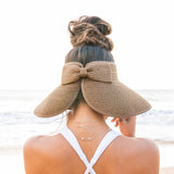 Aili’s Corner Foldable Wide Brim Straw Bow Visor Hat