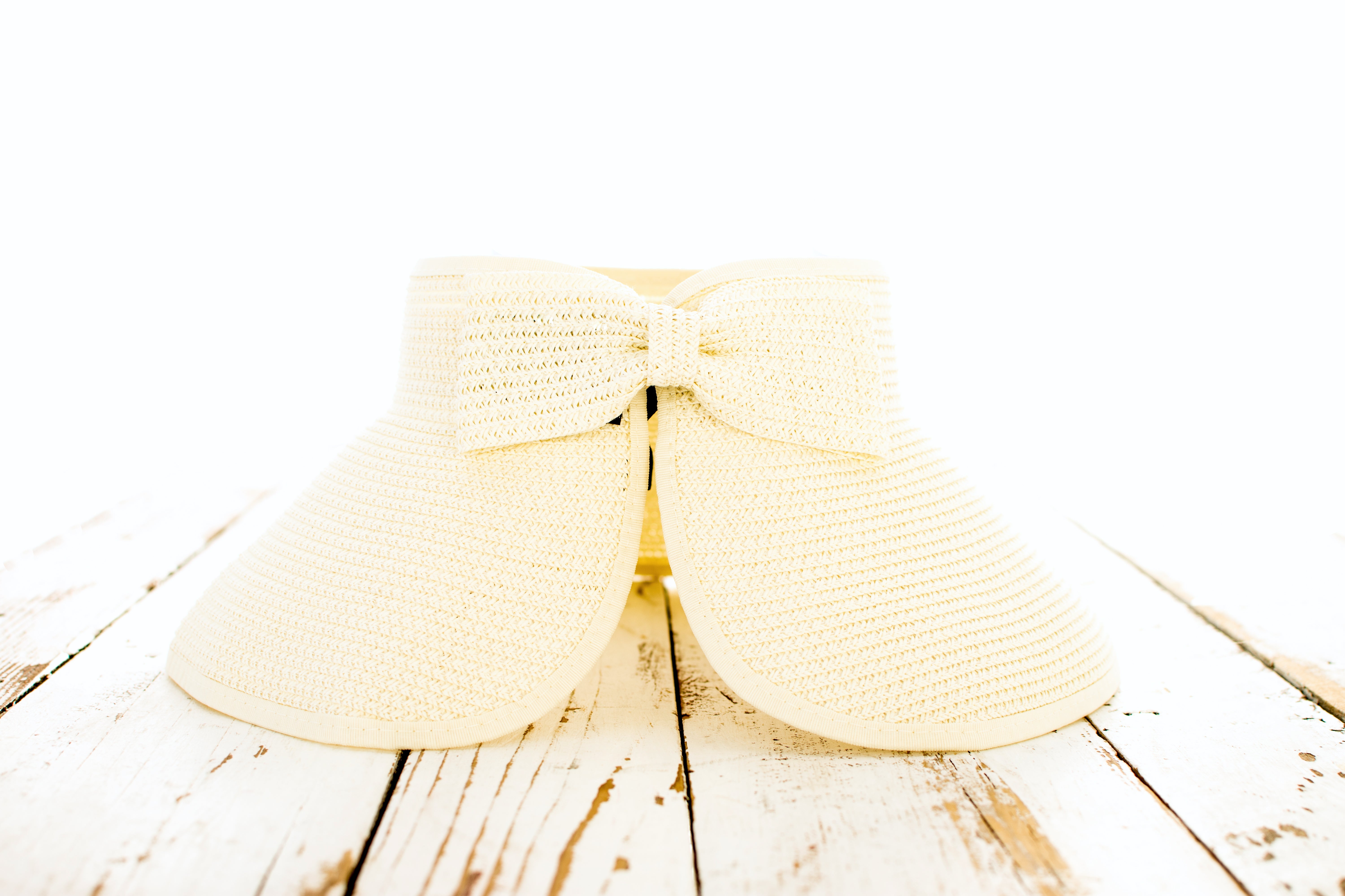Aili’s Corner Foldable Wide Brim Straw Bow Visor Hat