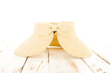 Aili’s Corner Foldable Wide Brim Straw Bow Visor Hat