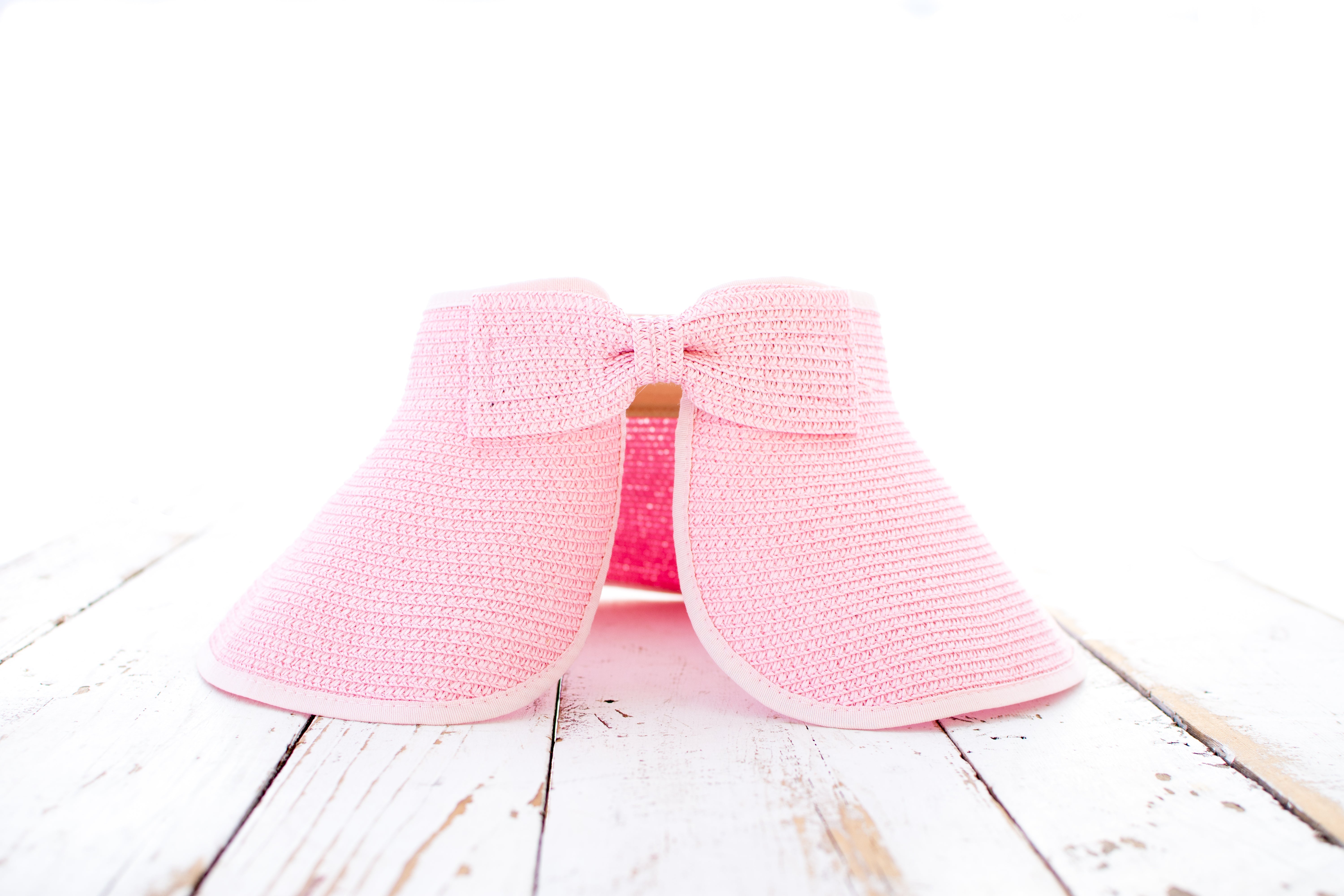Aili’s Corner Foldable Wide Brim Straw Bow Visor Hat