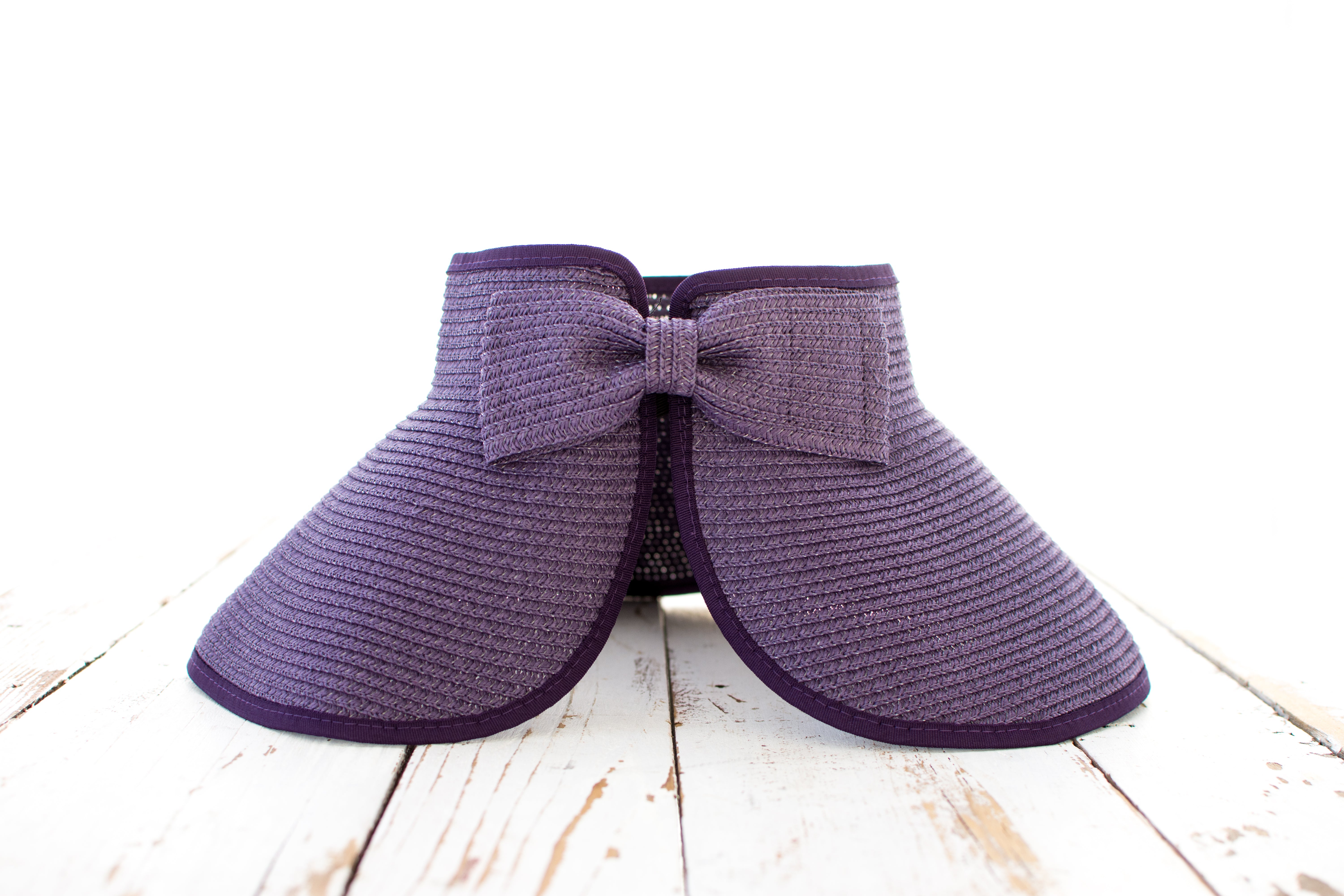 Aili’s Corner Foldable Wide Brim Straw Bow Visor Hat