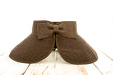 Aili’s Corner Foldable Wide Brim Straw Bow Visor Hat