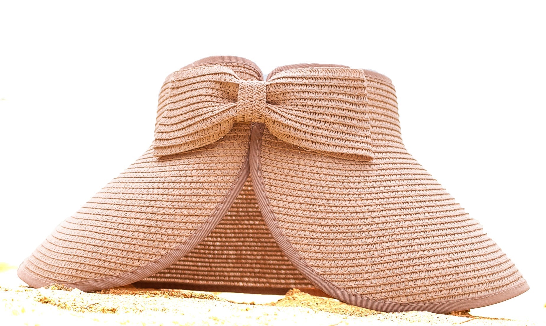 Aili’s Corner Foldable Wide Brim Straw Bow Visor Hat