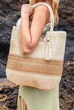 Aili's Corner Valeria Two-Tone Straw With Tassel Accent Tote - Rosa Apparel