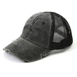 Aili’s Distressed Messy Bun Hat Ponytail Baseball Cap Women