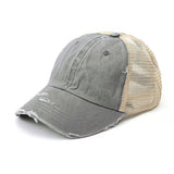 Aili’s Distressed Messy Bun Hat Ponytail Baseball Cap Women