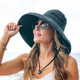 Aili’s Drawstring Cargo Foldable Sun Hat with Wide Brim