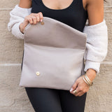 Aili’s Foldover Envelope Clutch Oversized Vegan Leather Wristlet Bag