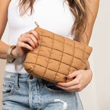 Aili’s Lainey Quilted Puffer Clutch Bag Nylon Tote Organizer