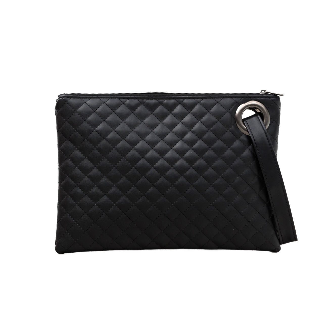 Aili’s Quilted Wristlet Clutch Vegan Leather Organizer Bag
