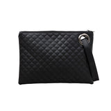 Aili’s Quilted Wristlet Clutch Vegan Leather Organizer Bag