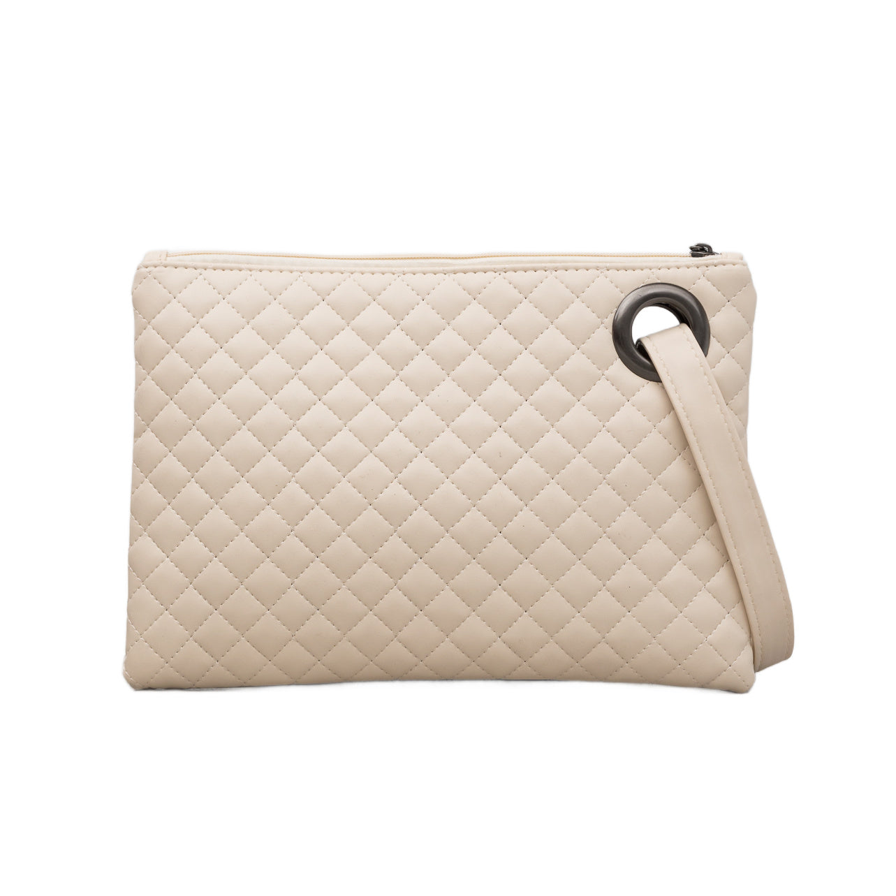 Aili’s Quilted Wristlet Clutch Vegan Leather Organizer Bag