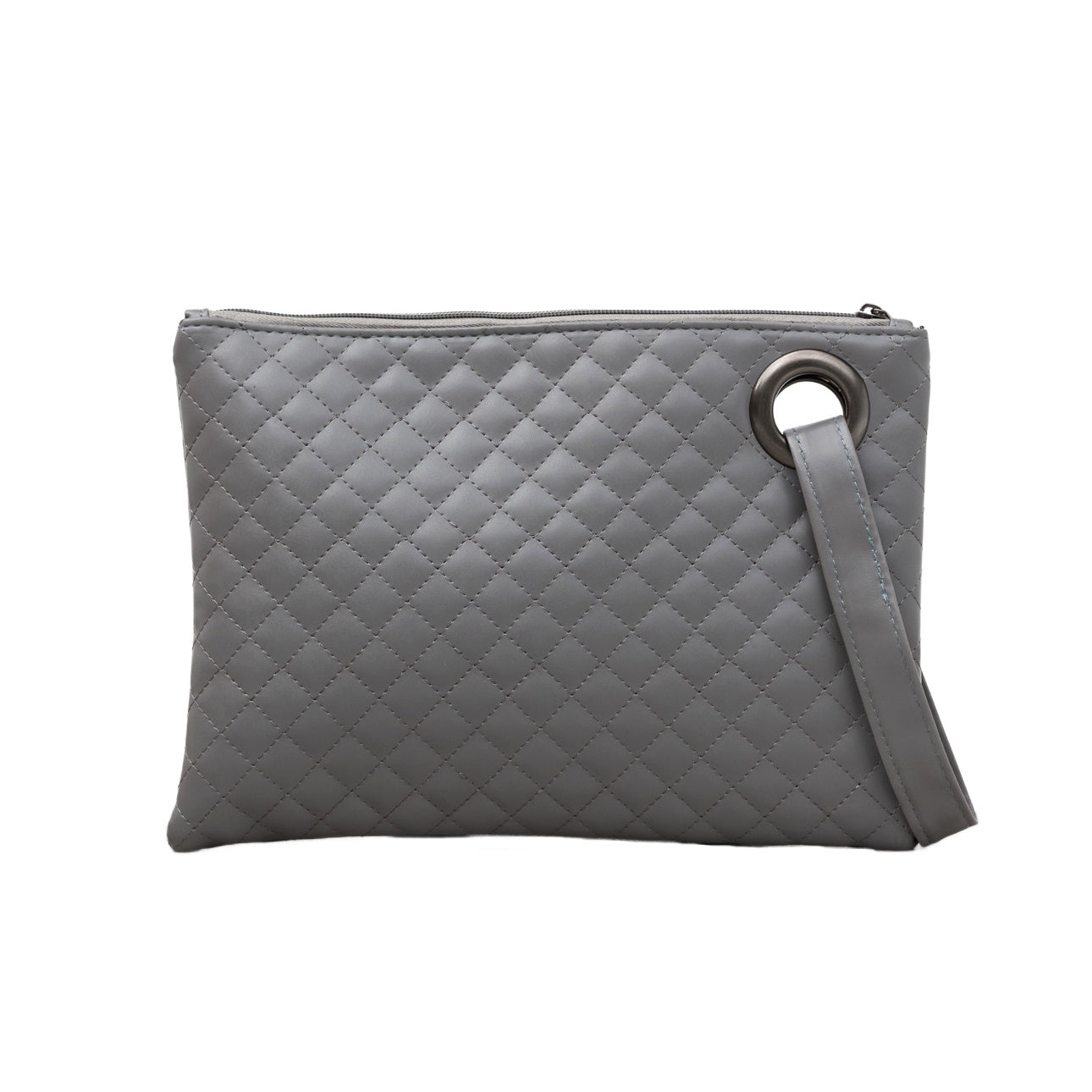 Aili’s Quilted Wristlet Clutch Vegan Leather Organizer Bag