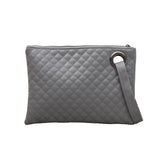 Aili’s Quilted Wristlet Clutch Vegan Leather Organizer Bag