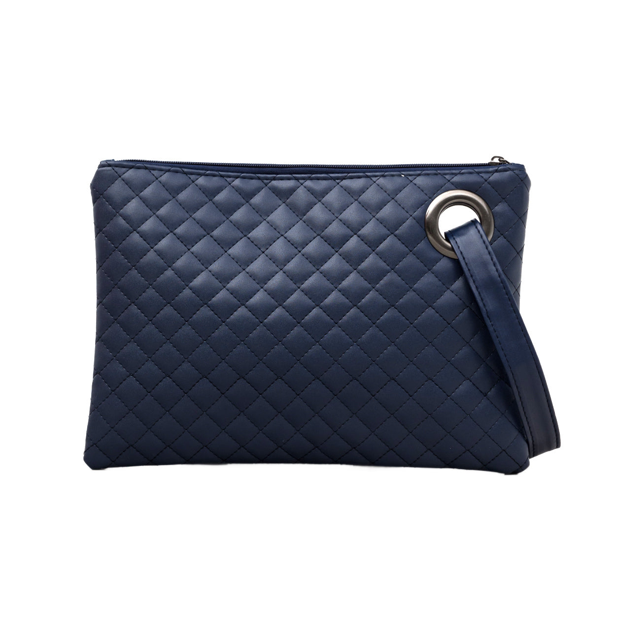 Aili’s Quilted Wristlet Clutch Vegan Leather Organizer Bag