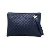 Aili’s Quilted Wristlet Clutch Vegan Leather Organizer Bag