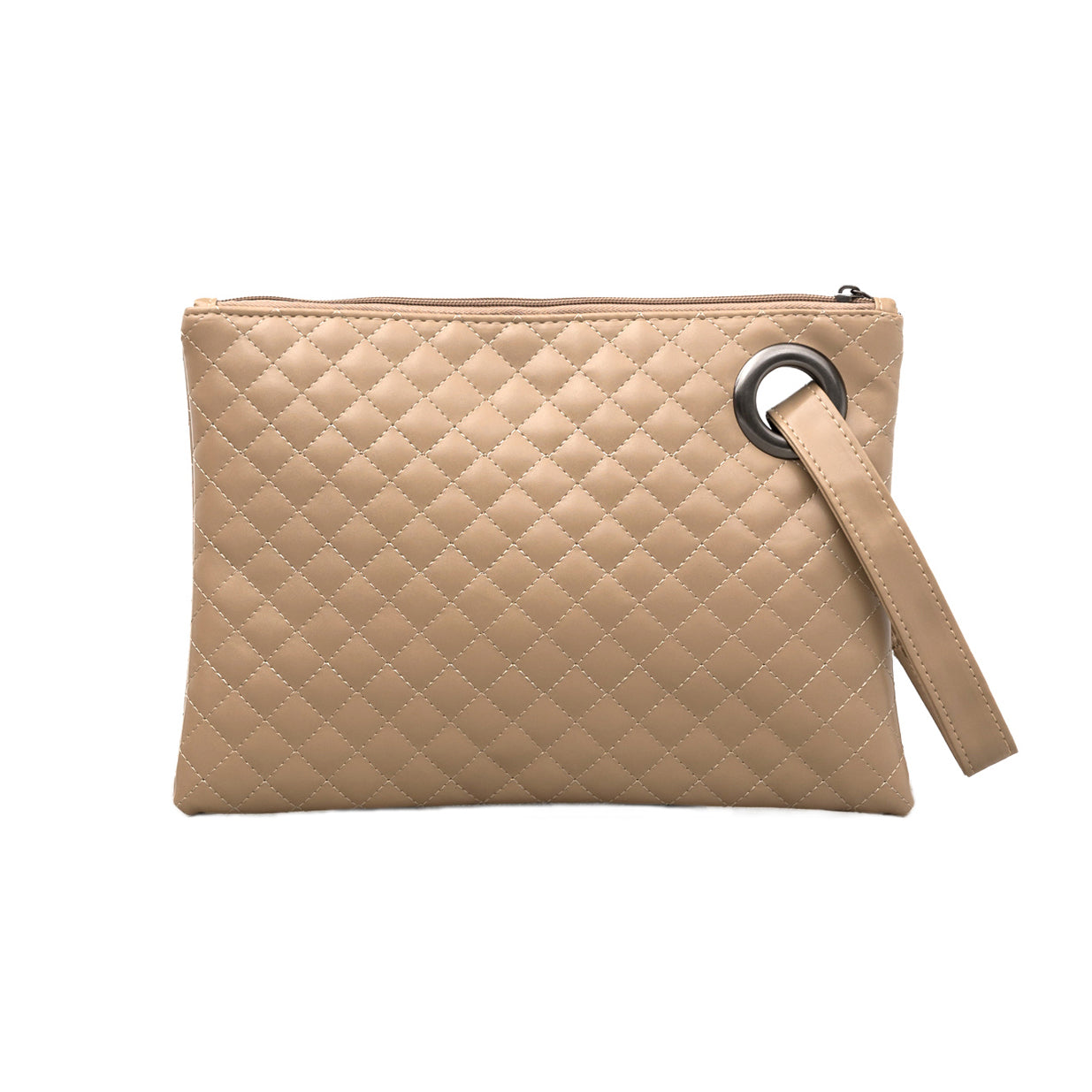 Aili’s Quilted Wristlet Clutch Vegan Leather Organizer Bag