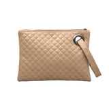 Aili’s Quilted Wristlet Clutch Vegan Leather Organizer Bag
