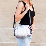 Aili’s River Metallic Puffer Crossbody Bag Adjustable Strap