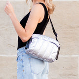 Aili’s River Metallic Puffer Crossbody Bag Adjustable Strap