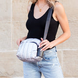 Aili’s River Metallic Puffer Crossbody Bag Adjustable Strap