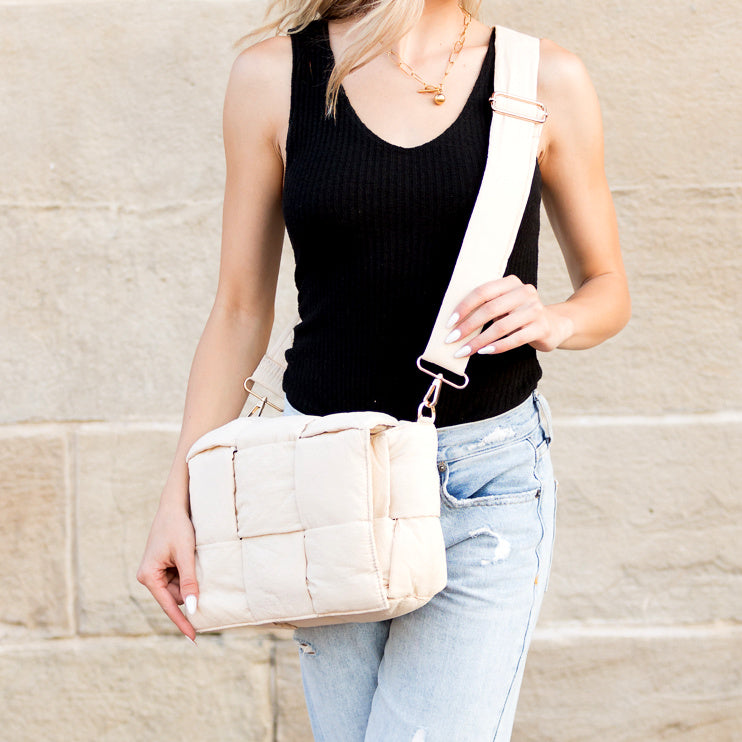 Aili’s Romy Foldover Puffer Crossbody Bag with Removable Zip Clutch