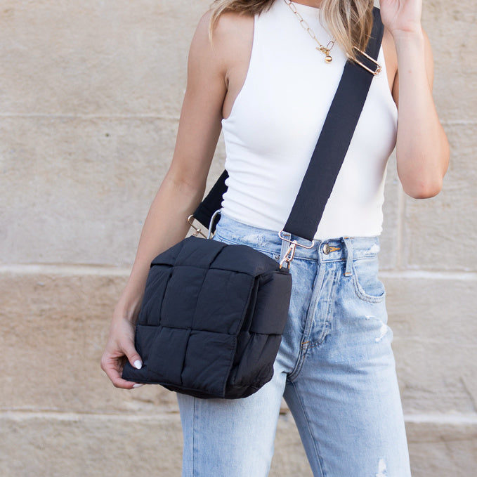 Aili’s Romy Foldover Puffer Crossbody Bag with Removable Zip Clutch
