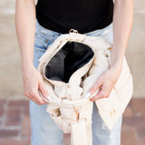 Aili’s Romy Foldover Puffer Crossbody Bag with Removable Zip Clutch