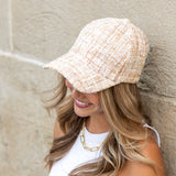 Aili’s Tweed Sparkle Baseball Cap Sequin Adjustable Women’s Hat