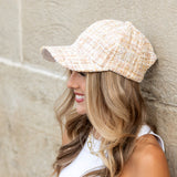 Aili’s Tweed Sparkle Baseball Cap Sequin Adjustable Women’s Hat